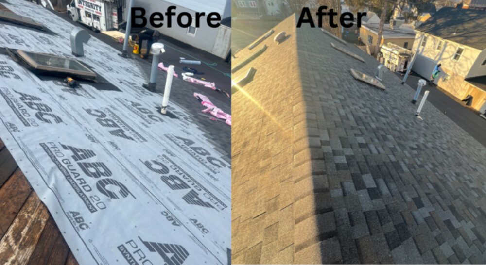 Oyster Bay, NY — Stripped to the deck, new synthetic underlayment, then architectural shingles.