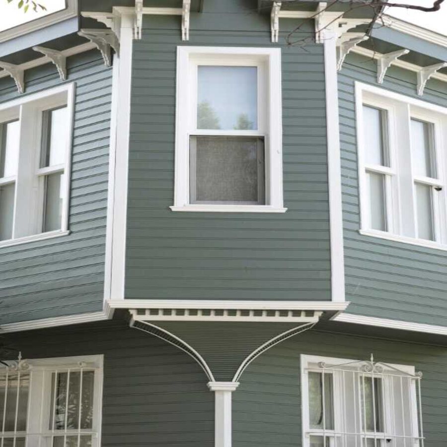 New siding and trim detail on a Long Island home